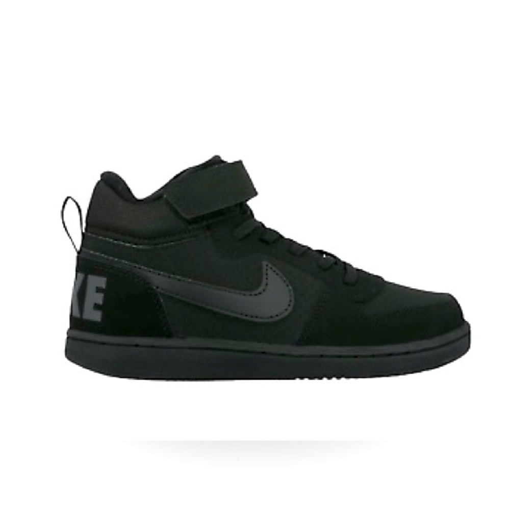 Nike Court Borough Mid Triple Black Sneaker Size 3Y All Black Amazing Shoes